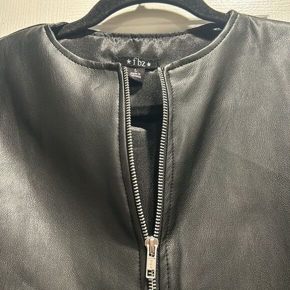 FBZ Black Faux Leather Jacket, Girls Size Large - Picture 3 of 12